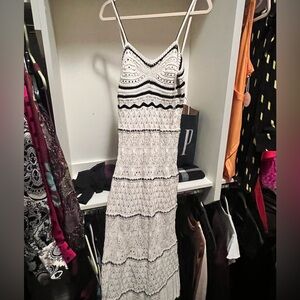 Zara Black and White Crochet Knit Long Dress